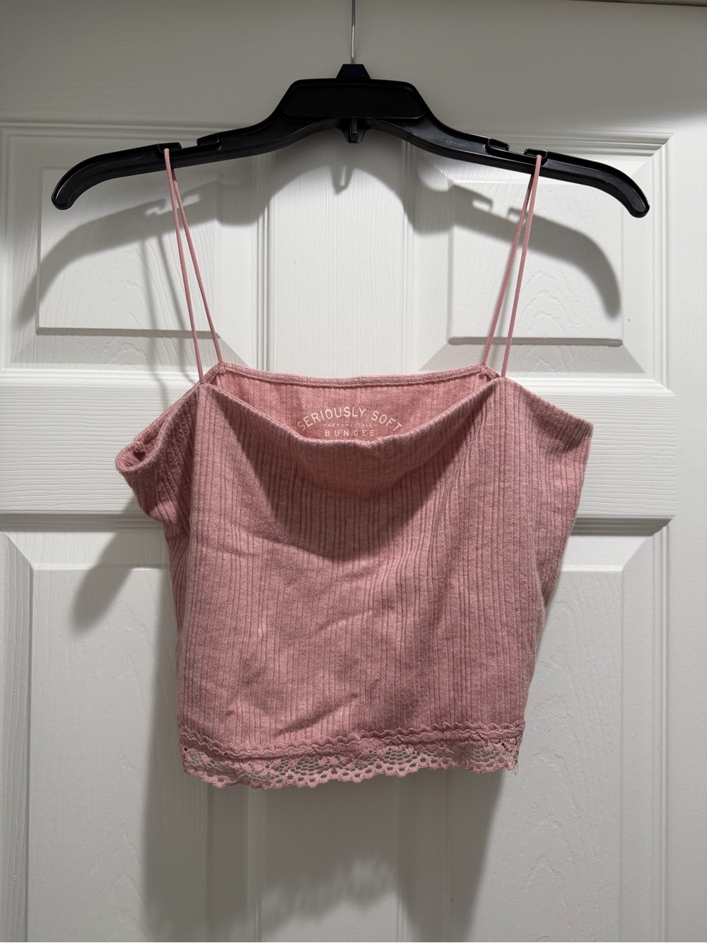 Aeropostale Dusty Pink Ribbed Lace-Trim Crop Cami